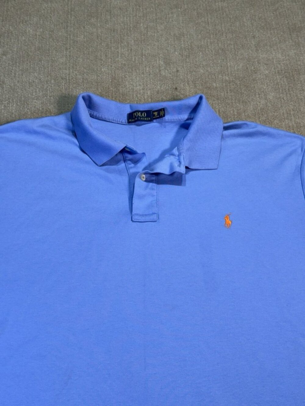 Ralph Lauren Polo Mens Size 3XB Blue Short Sleeve Cotton Orange Pony